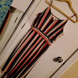 Woman's XL maurices long stripped maxi dress.